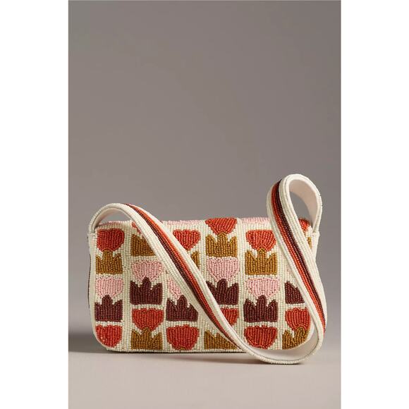 nwt ANTHROPOLOGIE The Fiona Beaded Bag: Floral Motif - Picture 3 of 4